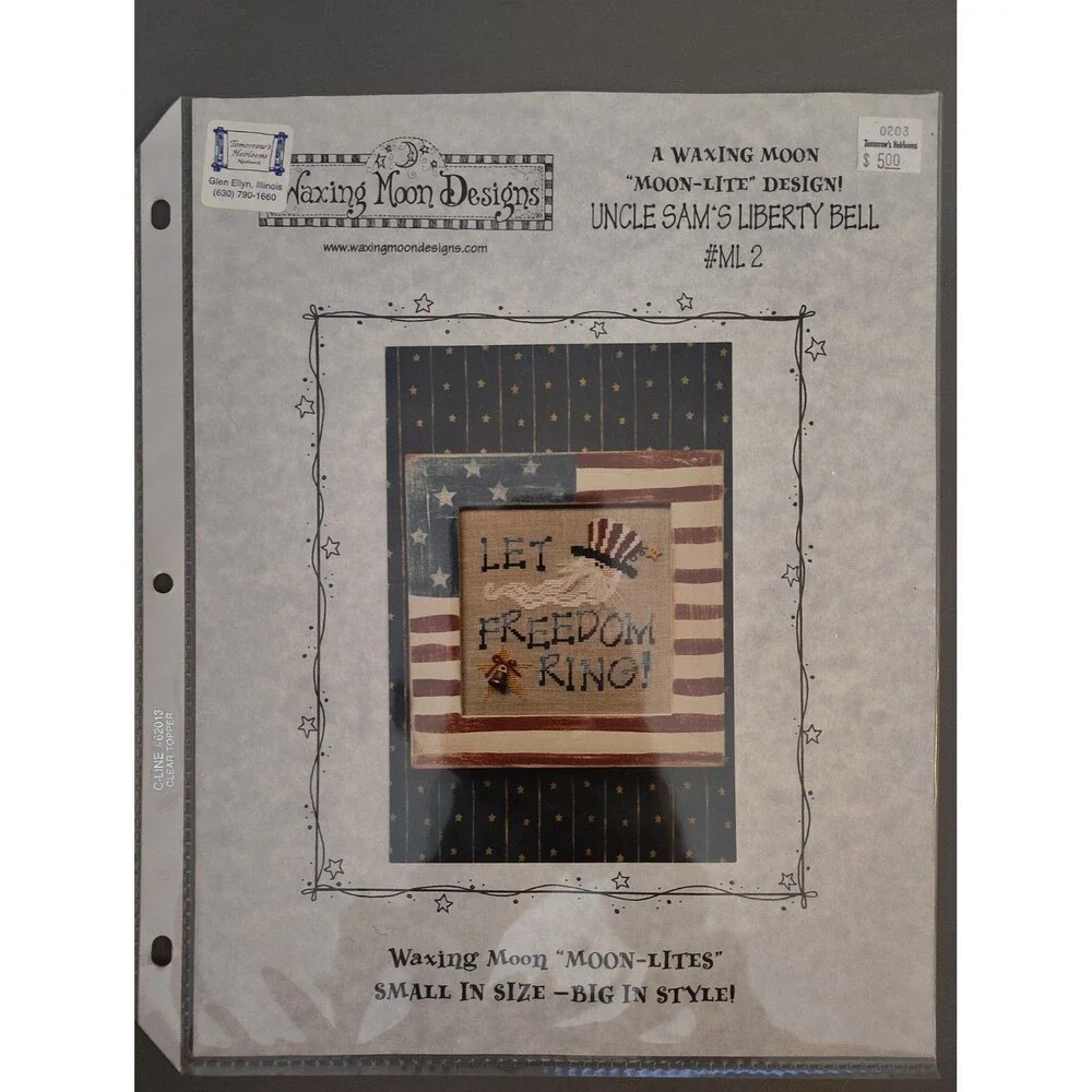 Waxing Moon Designs Cross Stitch Pattern Uncle Sam's Liberty Bell ML2 Americana